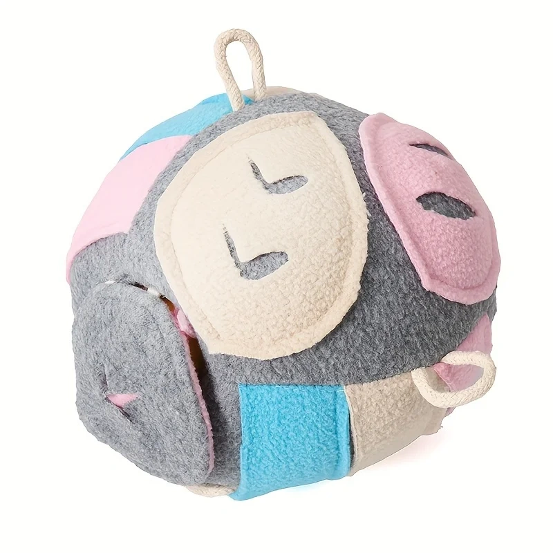 Interactive Puzzle Ball Dog Toy - Plush Chew Toy for Anxiety Relief & IQ Training, Durable Polyester (All-Season Pet Supplies)