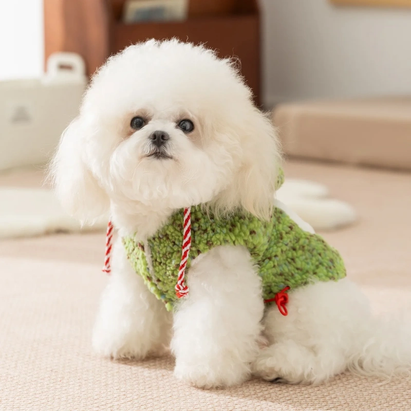 Christmas Dog Clothes Autumn and Winter Warm Pet Clothing Snowman Pattern Lambswool Pull-on Cotton Puppy Vest
