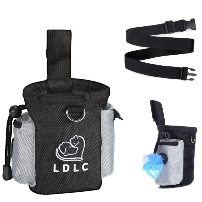 Large Capacity Dog Treat Bag Can Carry Multi-functional Dog Feeding Pouch Feeding Pack Solid Color Pet Trainer Waist Bag