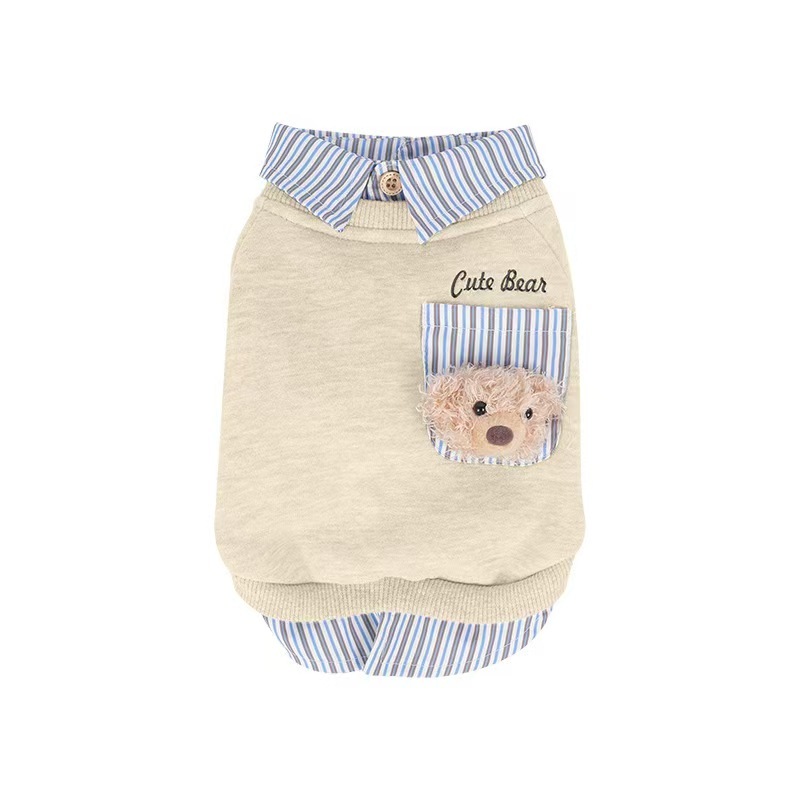 PET Suitable for Four-season Holiday Two-piece Striped Clothing