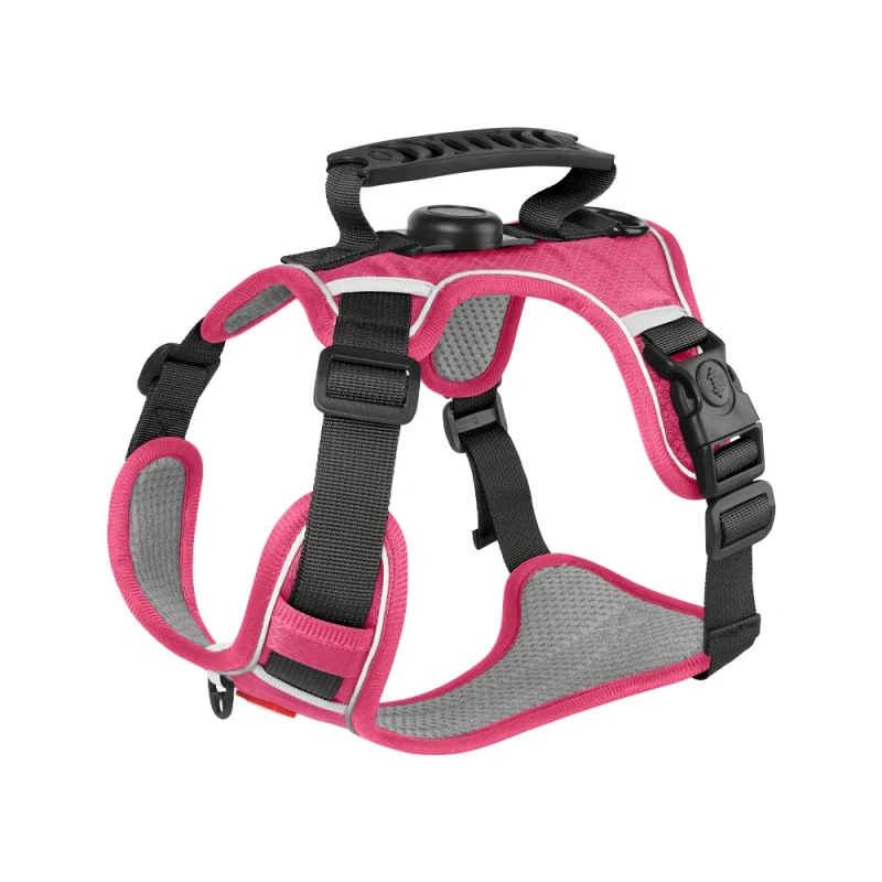 Reflective Dog Harness with Airtag Holder, Escape Proof Anti Lost Pet Vest, Highly Visible Adjustable Safety GPS tracking
