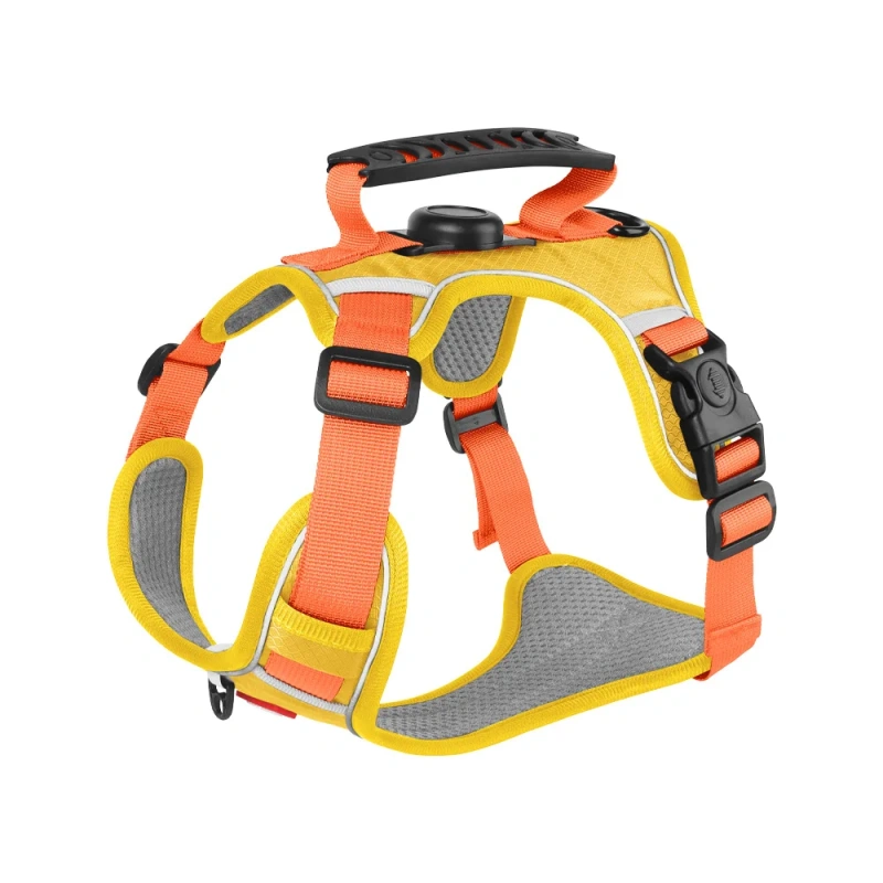 Reflective Dog Harness with Airtag Holder, Escape Proof Anti Lost Pet Vest, Highly Visible Adjustable Safety GPS tracking