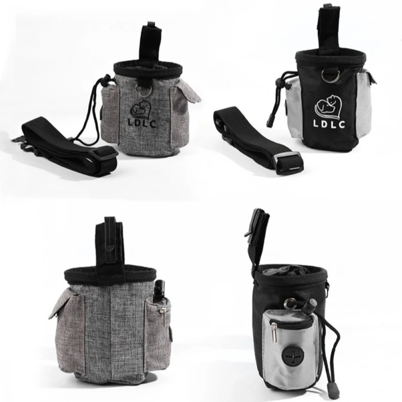 Large Capacity Dog Treat Bag Can Carry Multi-functional Dog Feeding Pouch Feeding Pack Solid Color Pet Trainer Waist Bag