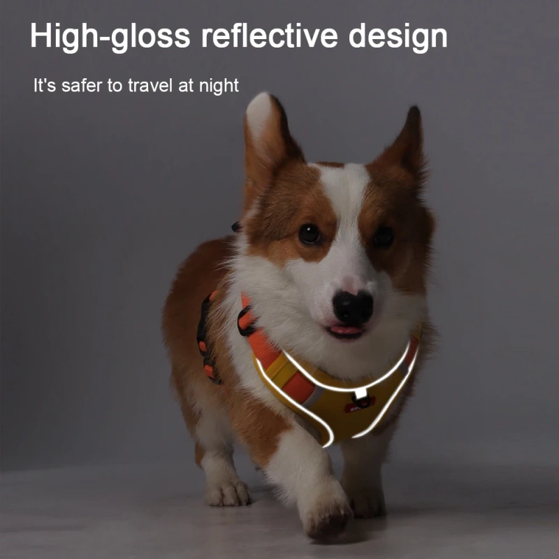 Reflective Dog Harness with Airtag Holder, Escape Proof Anti Lost Pet Vest, Highly Visible Adjustable Safety GPS tracking