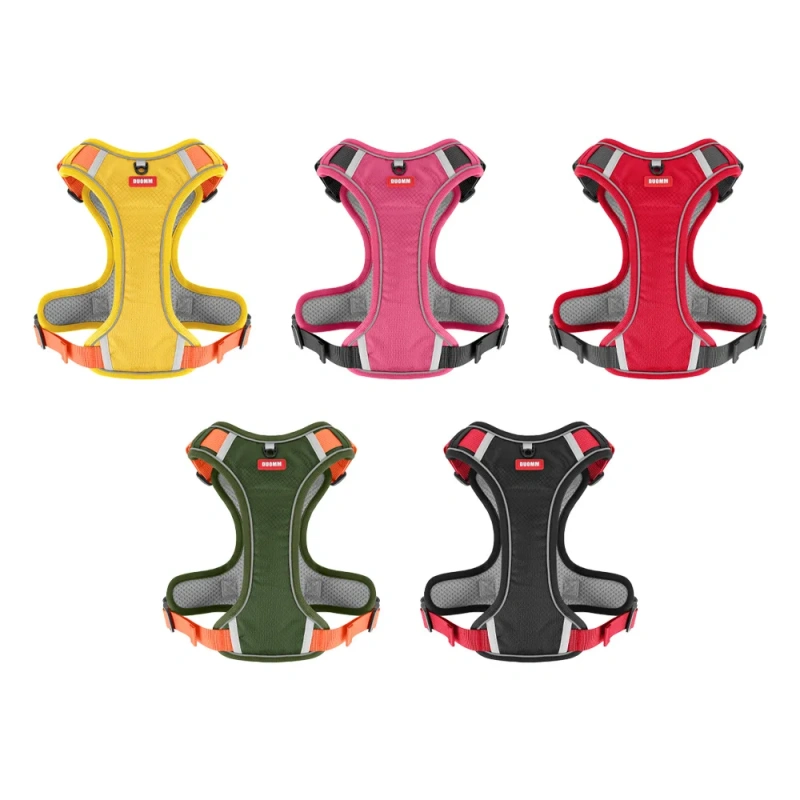 Reflective Dog Harness with Airtag Holder, Escape Proof Anti Lost Pet Vest, Highly Visible Adjustable Safety GPS tracking