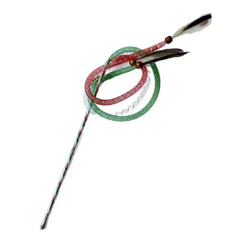 Cat Toy for Solo Play Bite-resistant Cat Toy Feather Teasing Cat Stick Toy Rod with Elastic Mesh Tube Kitten Pet for Birthday