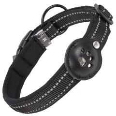 X-XL Personalized Pets Dog Soft Collar Mechanical Lock Buckle Leather Nylon Can Install Tracker for Pet Dog Reflective Collars