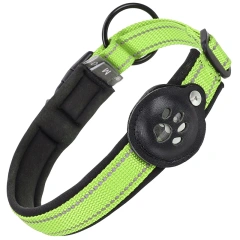X-XL Personalized Pets Dog Soft Collar Mechanical Lock Buckle Leather Nylon Can Install Tracker for Pet Dog Reflective Collars