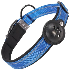 X-XL Personalized Pets Dog Soft Collar Mechanical Lock Buckle Leather Nylon Can Install Tracker for Pet Dog Reflective Collars