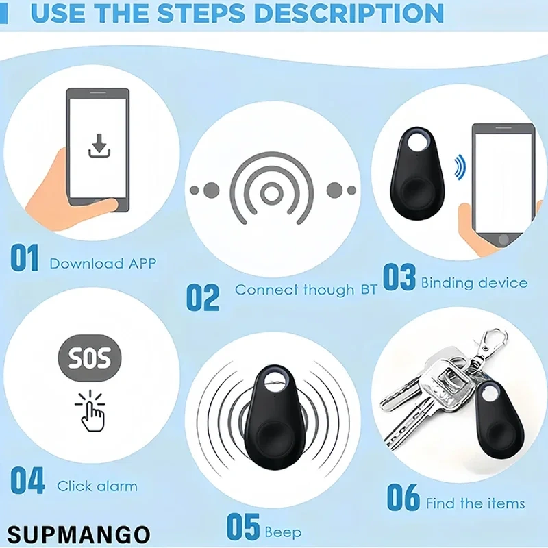 Mini Mobile Bluetooth 5.0 Anti-Lost Tracker Two-way Positioning IOS Android Smart Locator Accessory Find Pets Children Wallets
