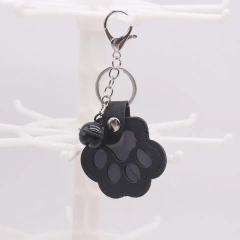 Pu Leather Pet Hair Memorial Keychain Hair Grooming Multifunctional Pet Hair Storage Bag Keyring Portable Paw Shape Keyring