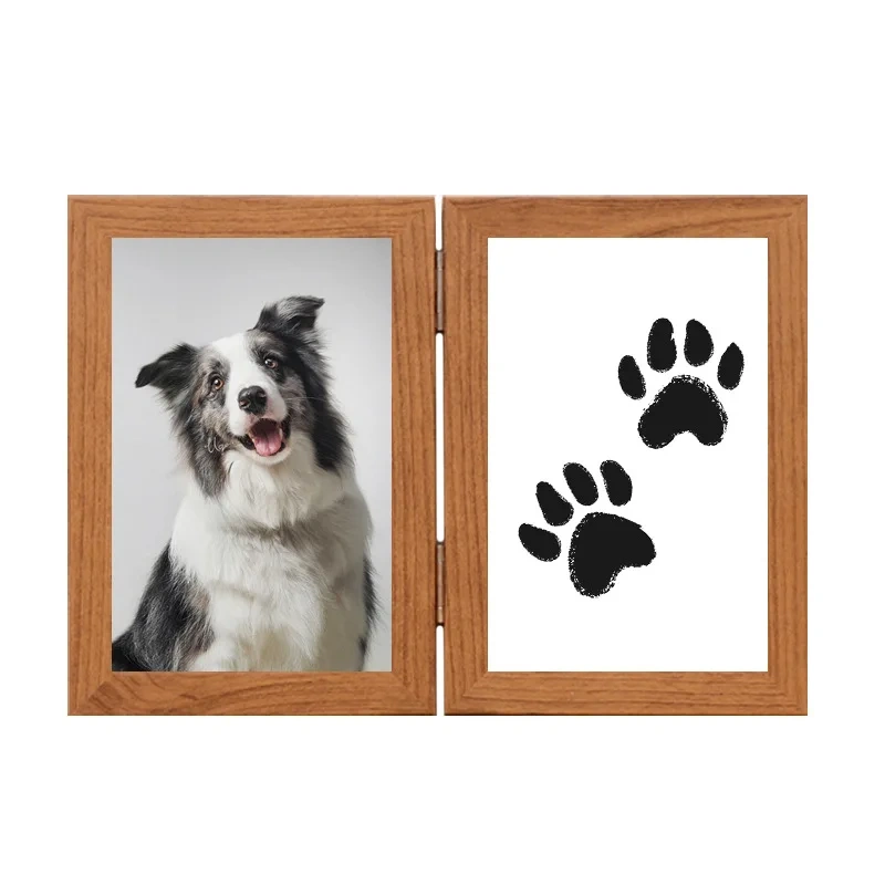 White Wood Dog Picture Frame Paw Print Kit Pet Memorial Gift for Dog Lovers