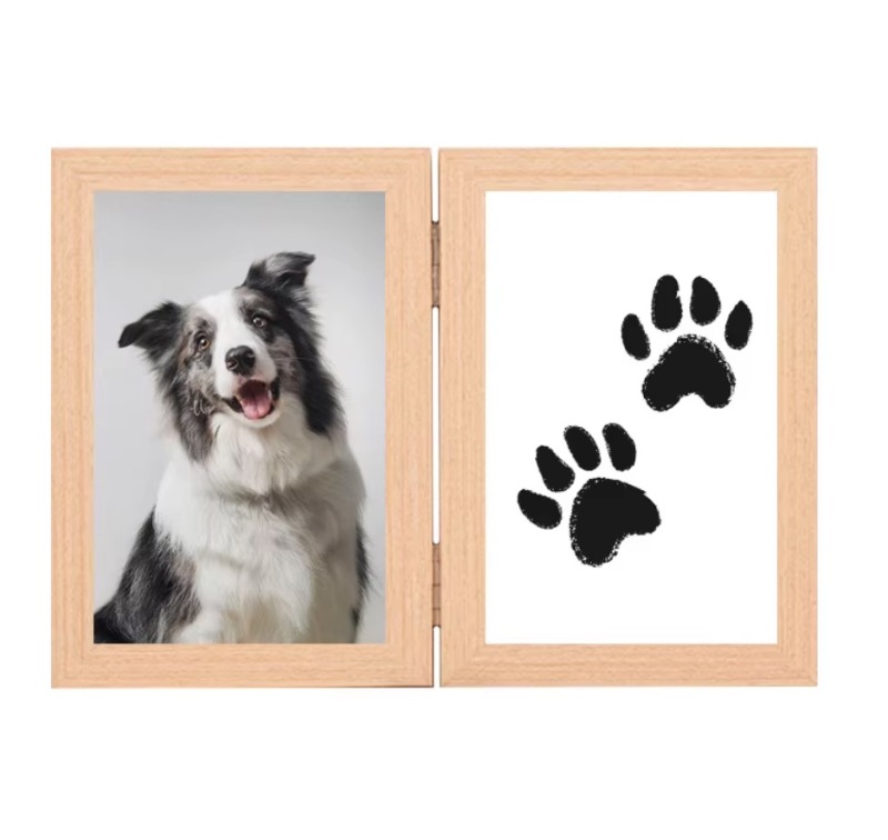 Wood Dog Picture Frame Paw Print Kit Pet Memorial Gift for Dog Lovers