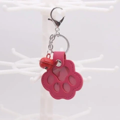 Pu Leather Pet Hair Memorial Keychain Hair Grooming Multifunctional Pet Hair Storage Bag Keyring Portable Paw Shape Keyring