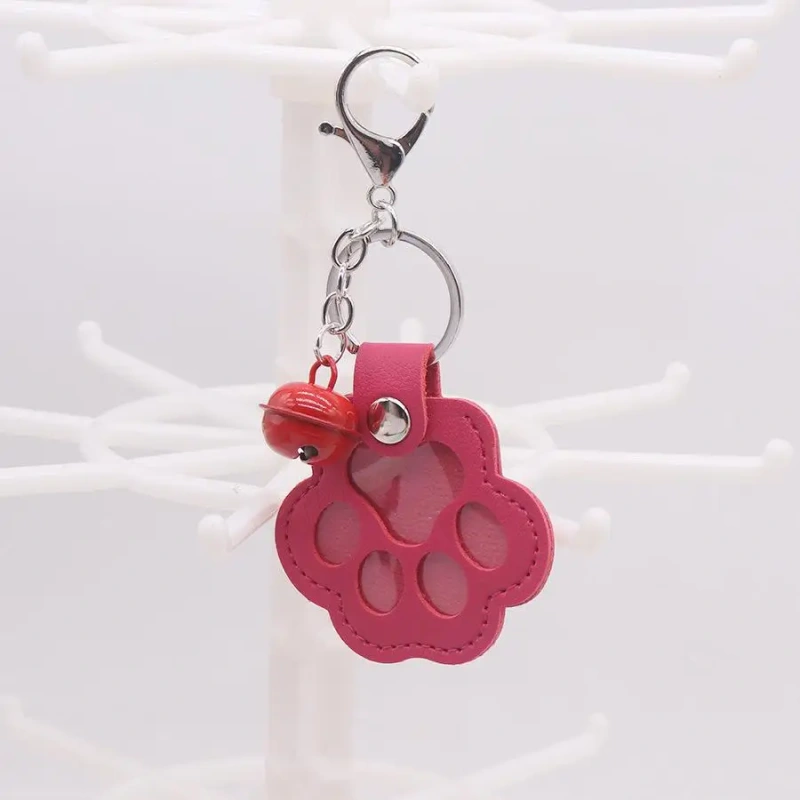 Pu Leather Pet Hair Memorial Keychain Hair Grooming Multifunctional Pet Hair Storage Bag Keyring Portable Paw Shape Keyring
