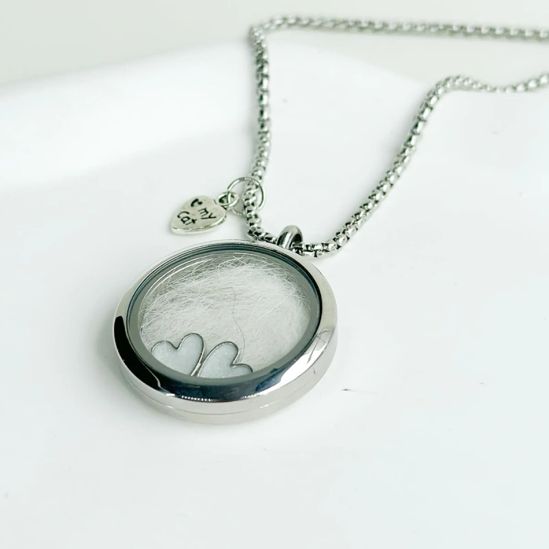 Pet Hair Souvenir Necklace Can Store Hair, Teeth, Cat and Dog Love, Commemorative Necklace, Fashionable Commemorative Gift