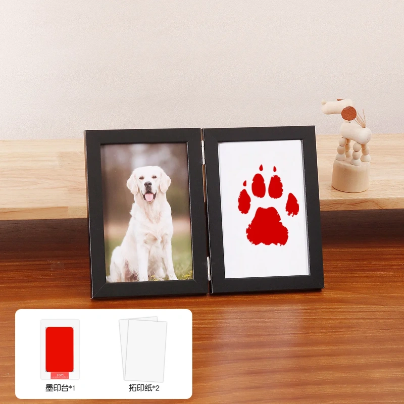 Pet Memorial Gifts for Pet, Dog Paw Print Frame Kit,Inkless Paw Print Kit,zWooden Pawprint Photo Frame,Gifts for Pet Lovers