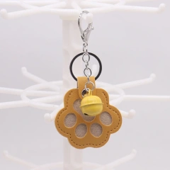 Pu Leather Pet Hair Memorial Keychain Hair Grooming Multifunctional Pet Hair Storage Bag Keyring Portable Paw Shape Keyring