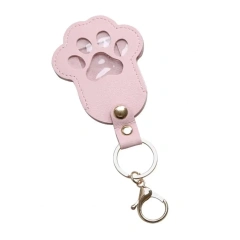 Pet Memorial Keychain Pendant Dog Cat Claw Design Faux Leather Pet Hair Memorial Keychain Pet Accessory Заключитель
