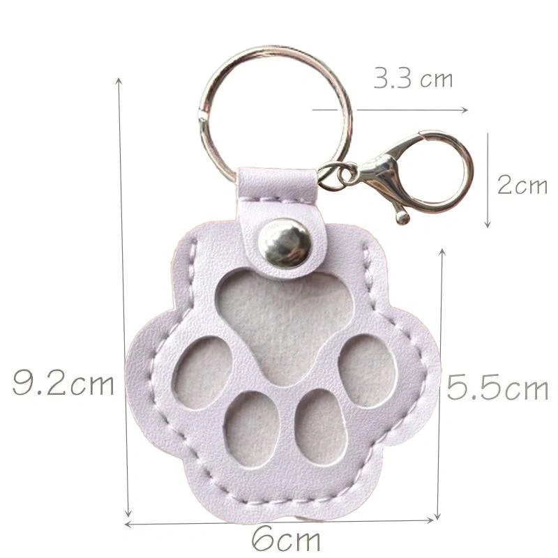 Pu Leather Pet Hair Memorial Keychain Hair Grooming Multifunctional Pet Hair Storage Bag Keyring Portable Paw Shape Keyring