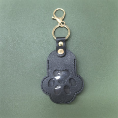 Pet Memorial Keychain Pendant Dog Cat Claw Design Faux Leather