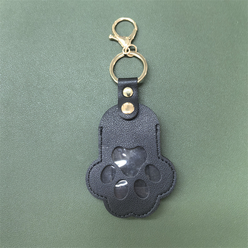Pet Memorial Keychain Pendant Dog Cat Claw Design Faux Leather