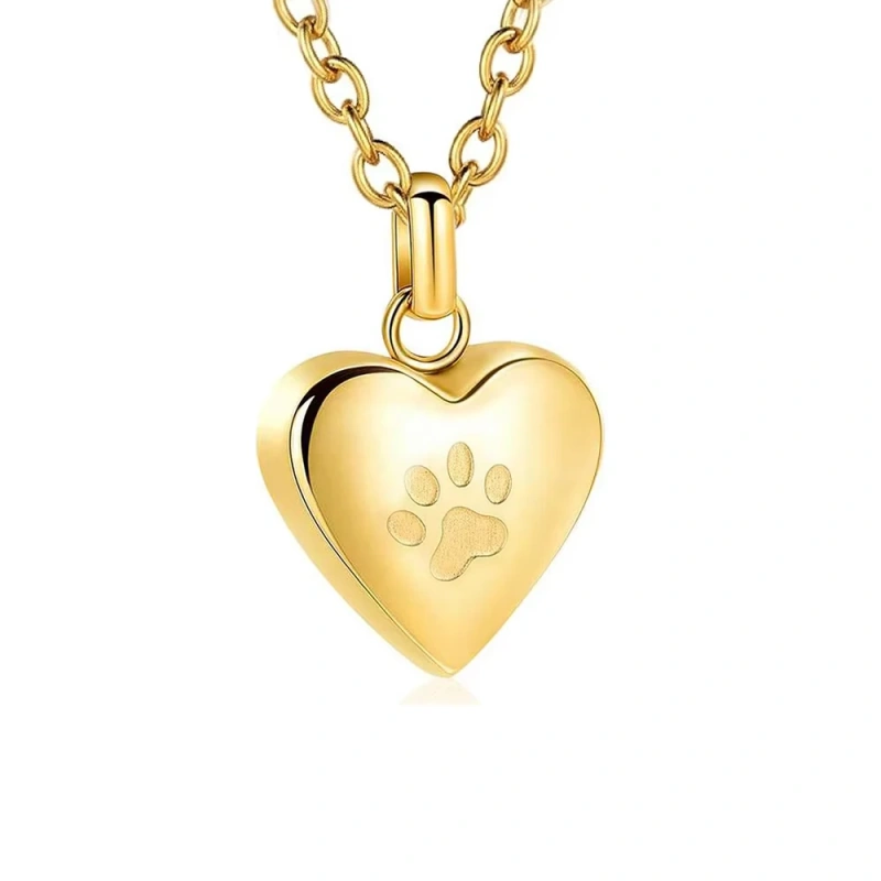 Pet Ashes Heart Cremation Jewelry Urn Necklace for Ashes for Women Men, Paw Print  Memorial Pendant Ash Jewelry