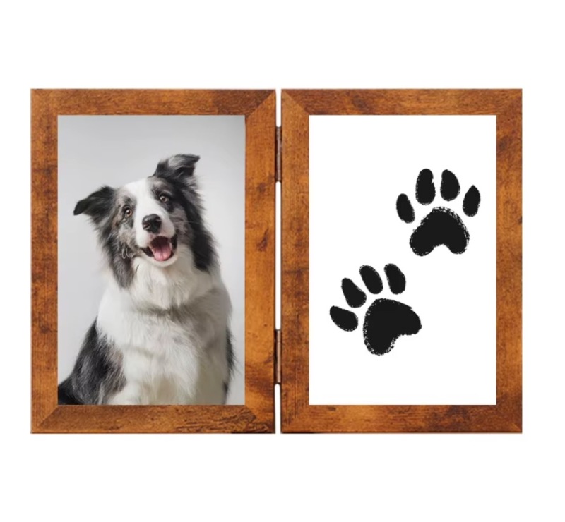 Wood Dog Picture Frame Paw Print Kit Pet Memorial Gift for Dog Lovers