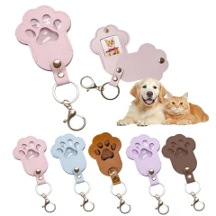 Pet Memorial Keychain Pendant Dog Cat Claw Design Faux Leather Pet Hair Memorial Keychain Pet Accessory Заключитель