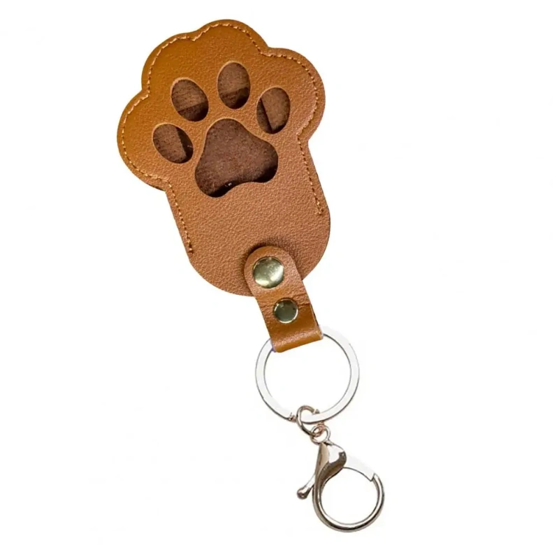 Pet Memorial Keychain Pendant Dog Cat Claw Design Faux Leather Pet Hair Memorial Keychain Pet Accessory Заключитель