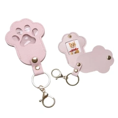 Pet Memorial Keychain Pendant Dog Cat Claw Design Faux Leather Pet Hair Memorial Keychain Pet Accessory Заключитель