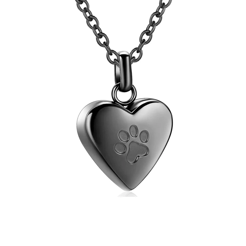 Pet Ashes Heart Cremation Jewelry Urn Necklace for Ashes for Women Men, Paw Print  Memorial Pendant Ash Jewelry