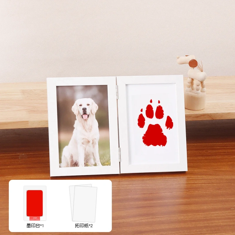 Pet Memorial Gifts for Pet, Dog Paw Print Frame Kit,Inkless Paw Print Kit,zWooden Pawprint Photo Frame,Gifts for Pet Lovers