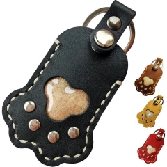 Memorial Pet Hair Keepsake Bag - Leather Cat Paw Keychain, Handmade Pet Memorial Keychain  Holder For Dogs Cats