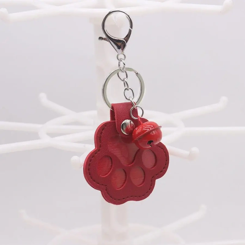 Pu Leather Pet Hair Memorial Keychain Hair Grooming Multifunctional Pet Hair Storage Bag Keyring Portable Paw Shape Keyring