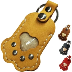 Memorial Pet Hair Keepsake Bag - Leather Cat Paw Keychain, Handmade Pet Memorial Keychain  Holder For Dogs Cats
