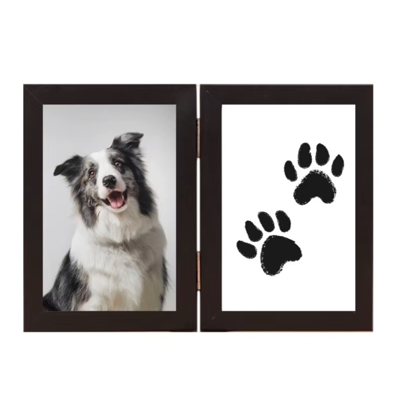 Wood Dog Picture Frame Paw Print Kit Pet Memorial Gift for Dog Lovers