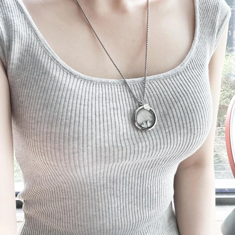 Pet Hair Souvenir Necklace Can Store Hair, Teeth, Cat and Dog Love, Commemorative Necklace, Fashionable Commemorative Gift