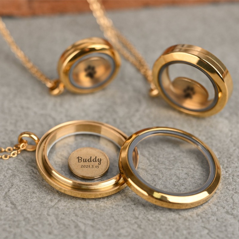 Pet Hair Ashes Engraved Photo Necklace