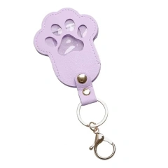 Pet Memorial Keychain Pendant Dog Cat Claw Design Faux Leather Pet Hair Memorial Keychain Pet Accessory Заключитель