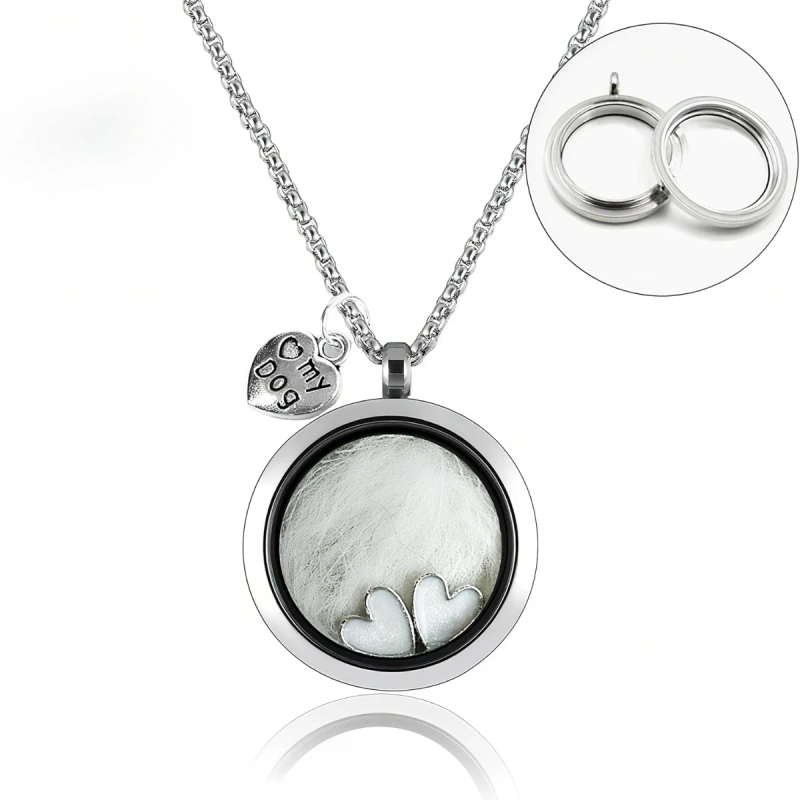 Pet Hair Souvenir Necklace Can Store Hair, Teeth, Cat and Dog Love, Commemorative Necklace, Fashionable Commemorative Gift