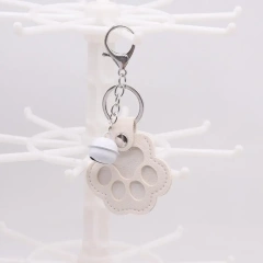 Pu Leather Pet Hair Memorial Keychain Hair Grooming Multifunctional Pet Hair Storage Bag Keyring Portable Paw Shape Keyring