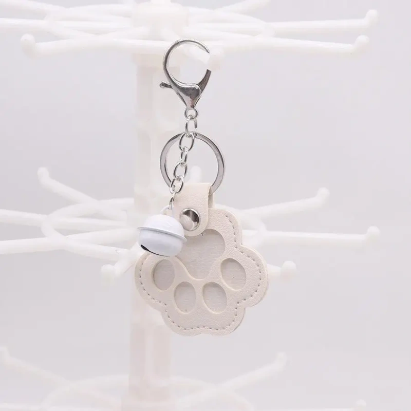 Pu Leather Pet Hair Memorial Keychain Hair Grooming Multifunctional Pet Hair Storage Bag Keyring Portable Paw Shape Keyring