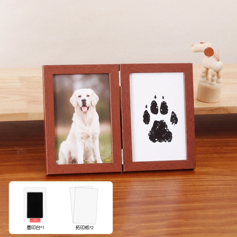 Pet Memorial Gifts for Pet, Dog Paw Print Frame Kit,Inkless Paw Print Kit,zWooden Pawprint Photo Frame,Gifts for Pet Lovers