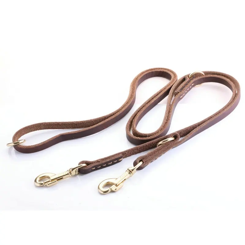 Pet Traction Products Cowhide Multifunctional Leash Explosion-proof Punch Leather Dog Leash