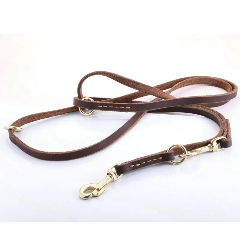 Pet Traction Products Cowhide Multifunctional Leash Explosion-proof Punch Leather Dog Leash
