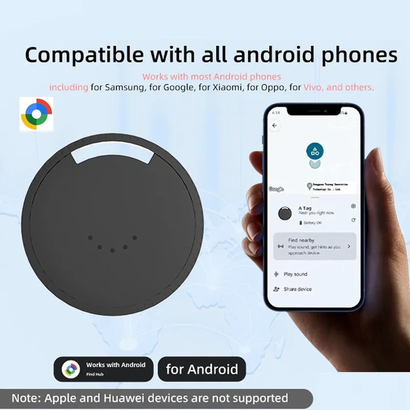 Smart Tracking Tag Bluetooth 5.2 Tracker Item Finder  for Android Phones Item Locator Work with Find My Device (Find Hub) App