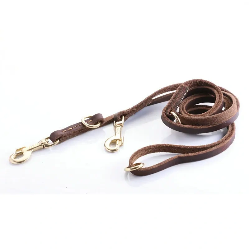 Pet Traction Products Cowhide Multifunctional Leash Explosion-proof Punch Leather Dog Leash