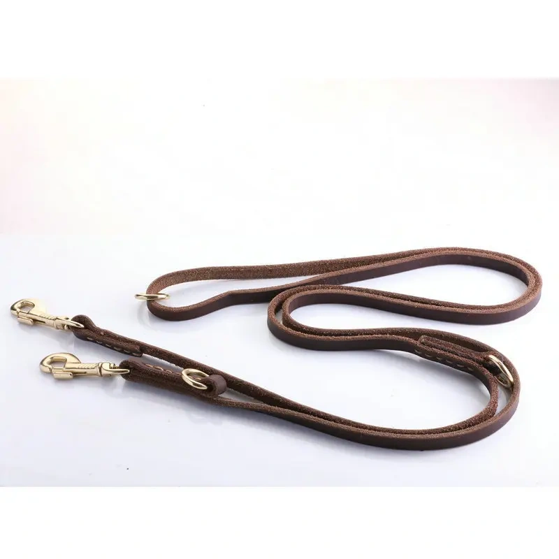 Pet Traction Products Cowhide Multifunctional Leash Explosion-proof Punch Leather Dog Leash