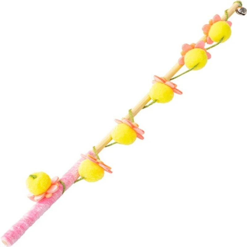 Cat Teaser Stick Toy Bell Squeaky Interactive Kitten Teasing Stick Toy Bite Resistant Training Self-pleasure Cat Toy Supplies